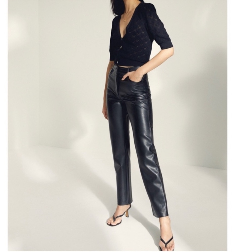 Aritzia Melona, Black Straight Leg Leather Pants